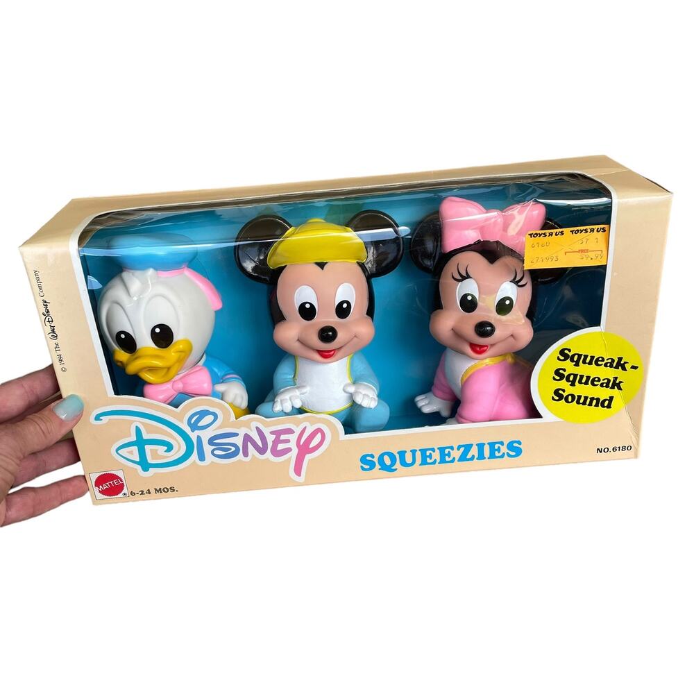 Disney Squeezies Bath Toy Baby Mickey Minnie Donald Duck Vtg 1984 Mattel 6108